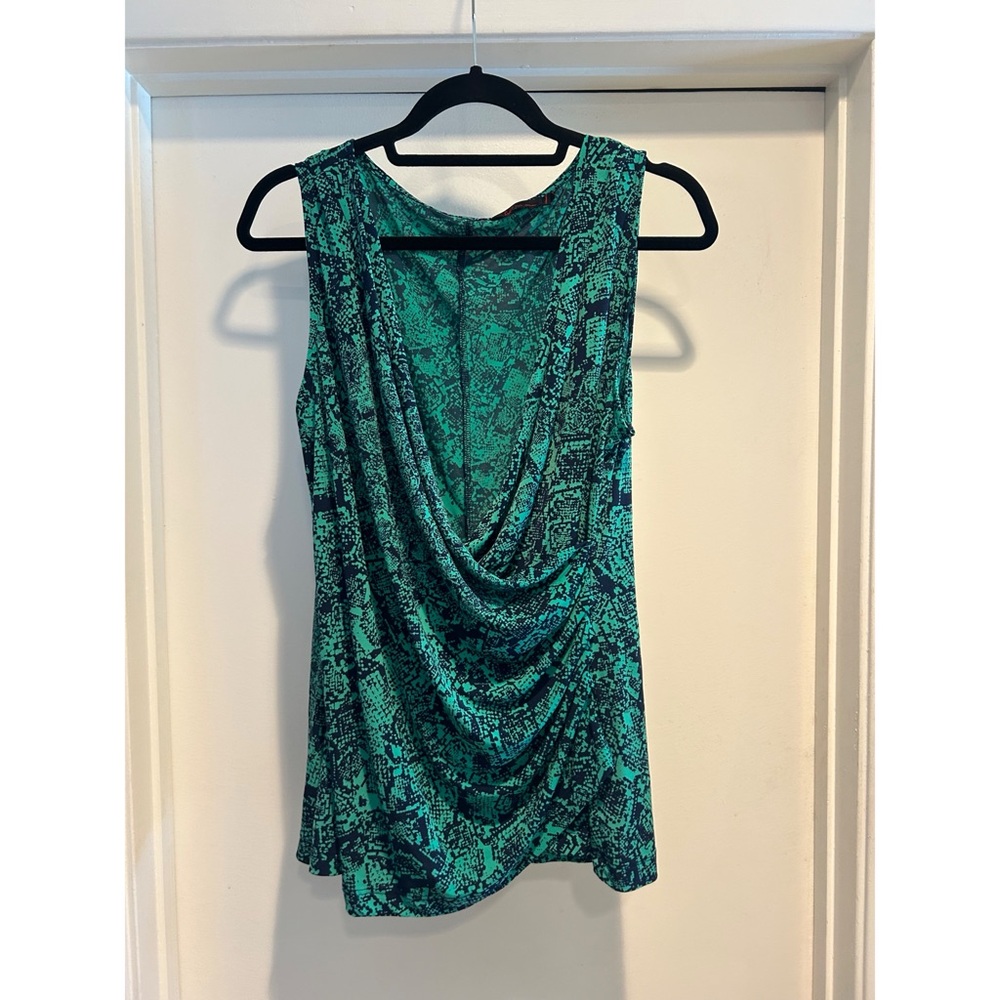 3/$10! Sofia by Sofia Vergara Teal Patterned Tank Top